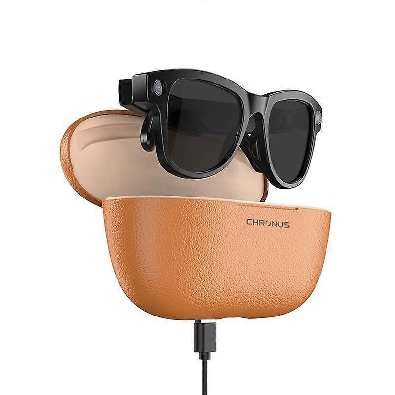 M02 AI Smart Glasses with 1200P Camera 32GB Storage Dual Mic and 3600mAh Charging Case