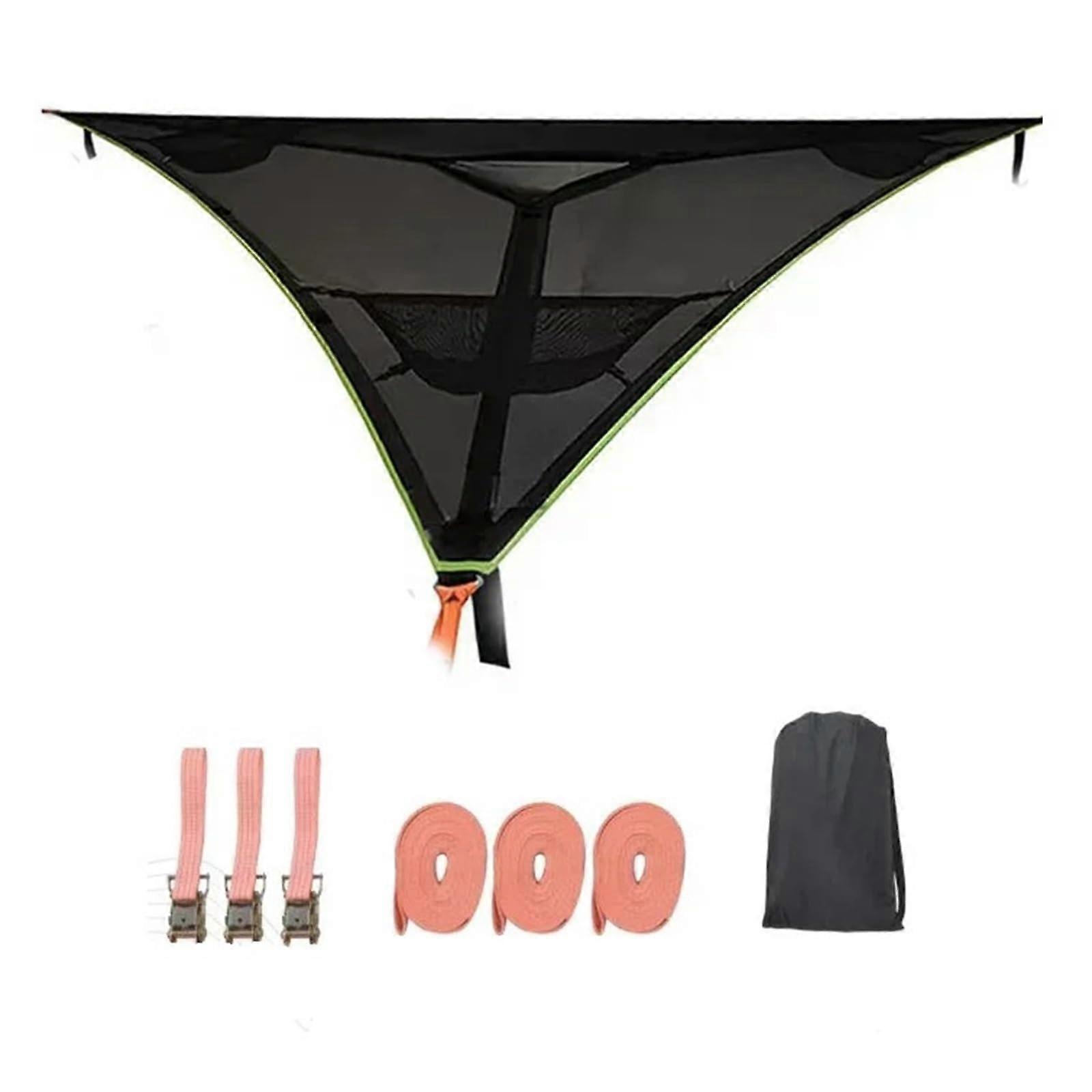 Large MultiPerson Camping Hammock Swing with Triangular Stability Frame for Outdoor Hiking Black