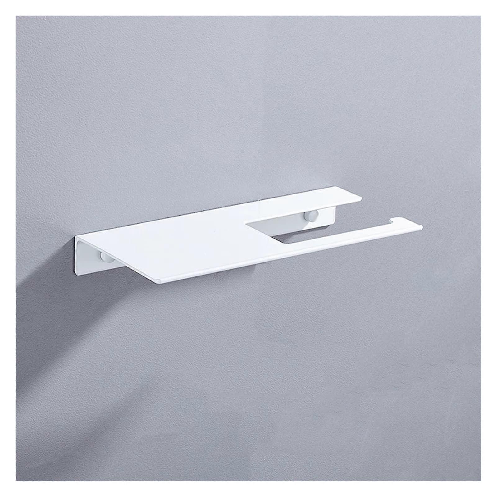 Black Wall Mounted Toilet Paper Holder Shelf, Drill Bathroom Tissue Rack for Small Spaces