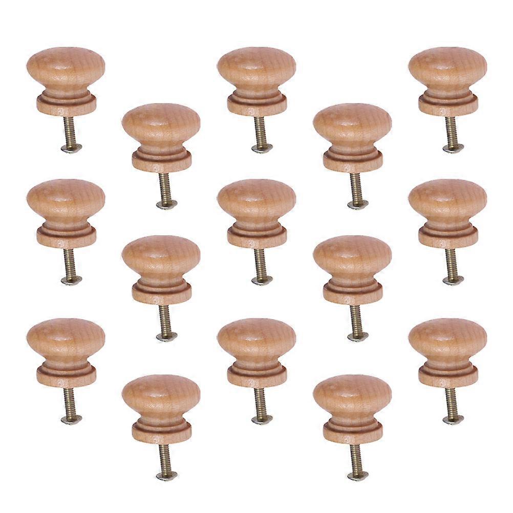 15pcs Wooden Knobs Handle Mushroom Drawer Knobs Door Handle Knob with Screw for Cabinet Home Decor (Large Style)