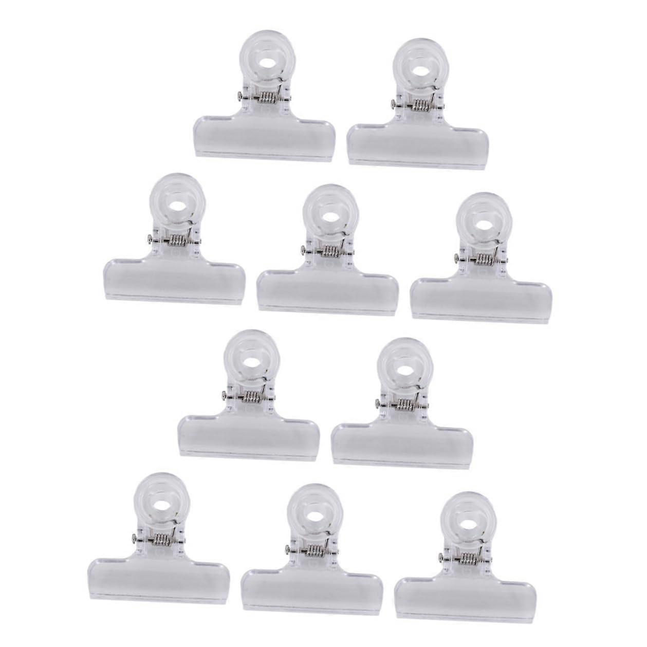 10pcs Transparent Plastic Binder Clips with Strong Grip and Hanging Hook for Office and School