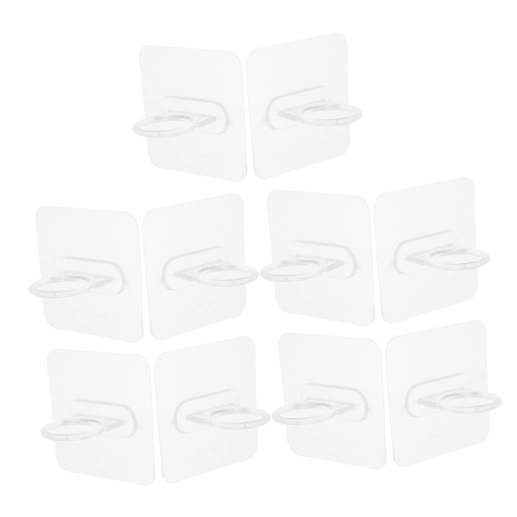 10pcs Adhesive Curtain Rod Brackets No Drill Strong Hold Hooks for Bathroom and Kitchen Use