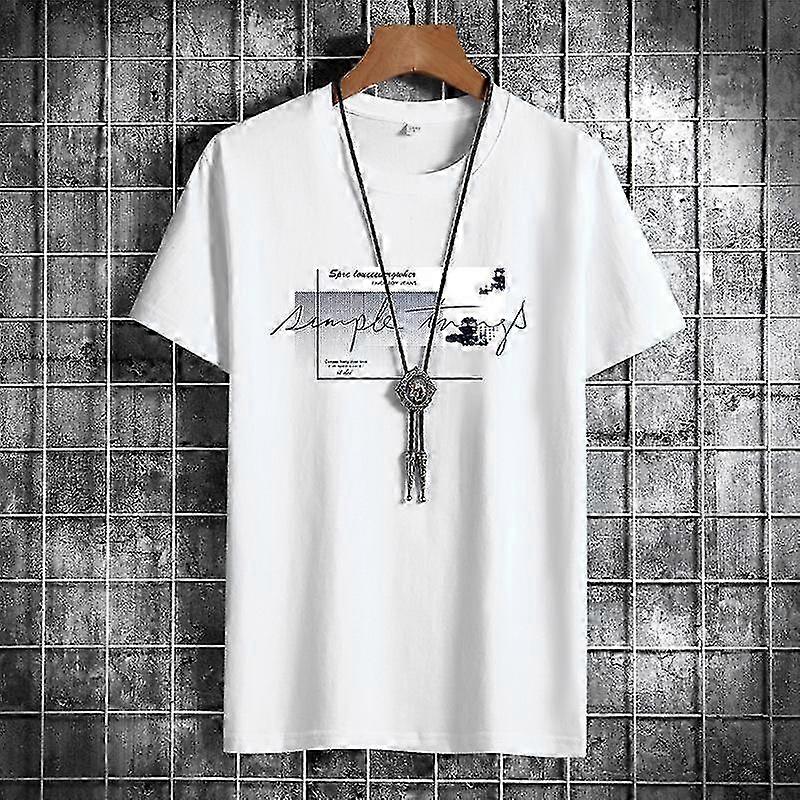 For Men Cotton Short Sleeve T-Shirt with Printed Pattern for Summer