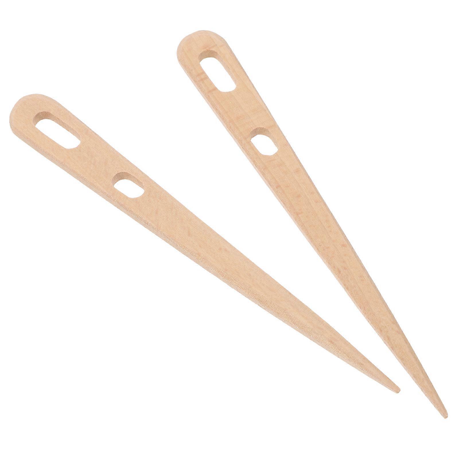 Knitting Needles Large Eye Design Easy Threading Beech Wood Beginners 1Pair