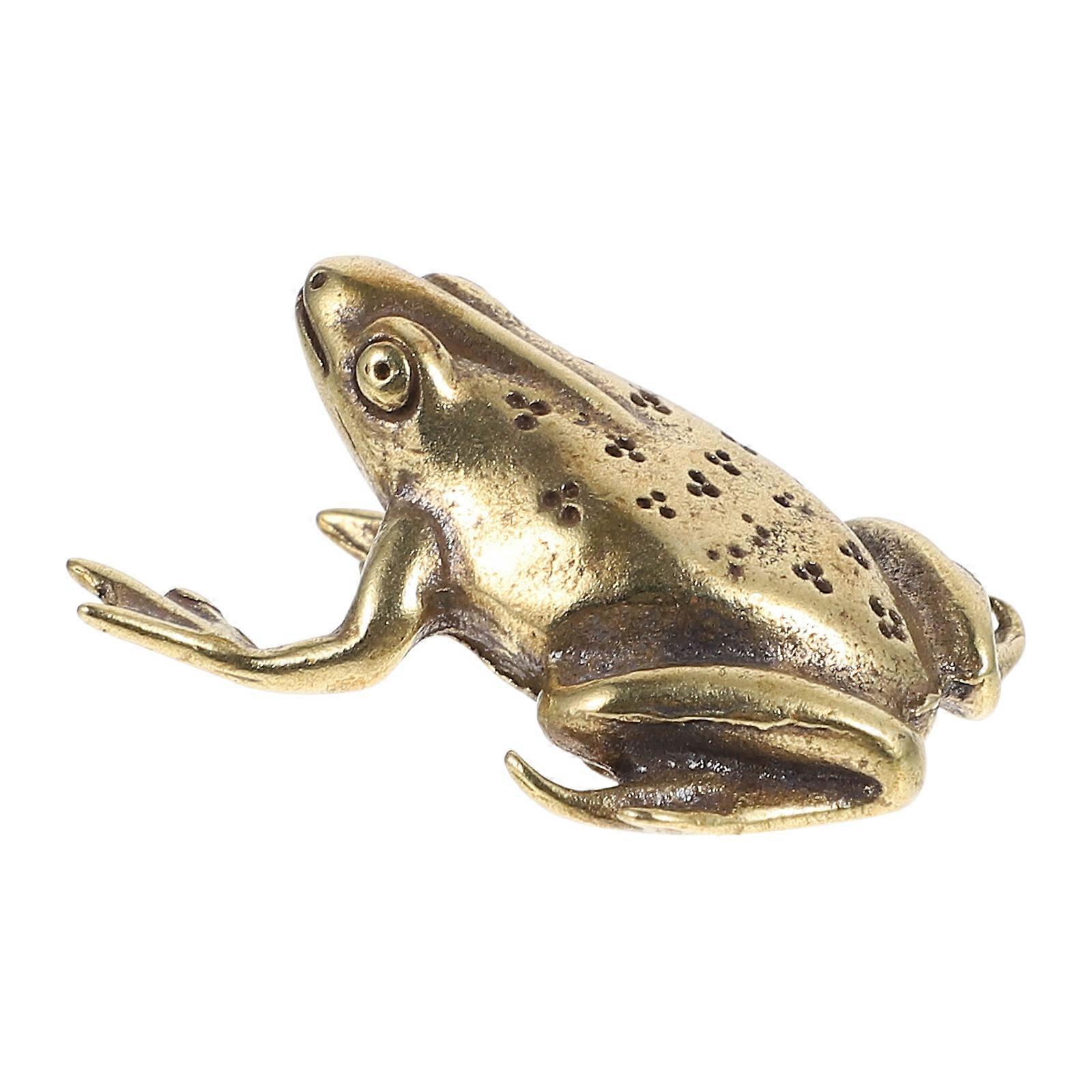 Copper Frog-Shape Figurine for Decoration 2Pcs Miniature