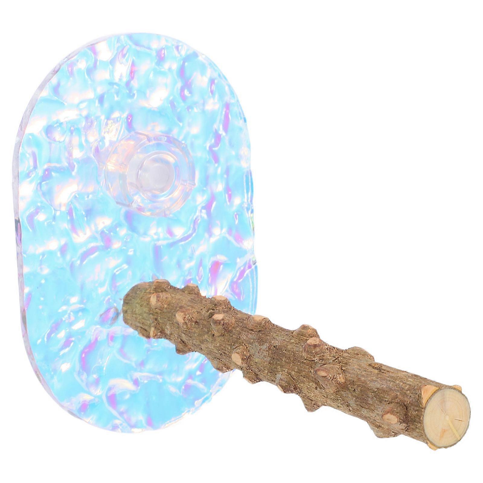 Bird Perch Standing Platform with Suction Cup for Parakeets Durable Wood