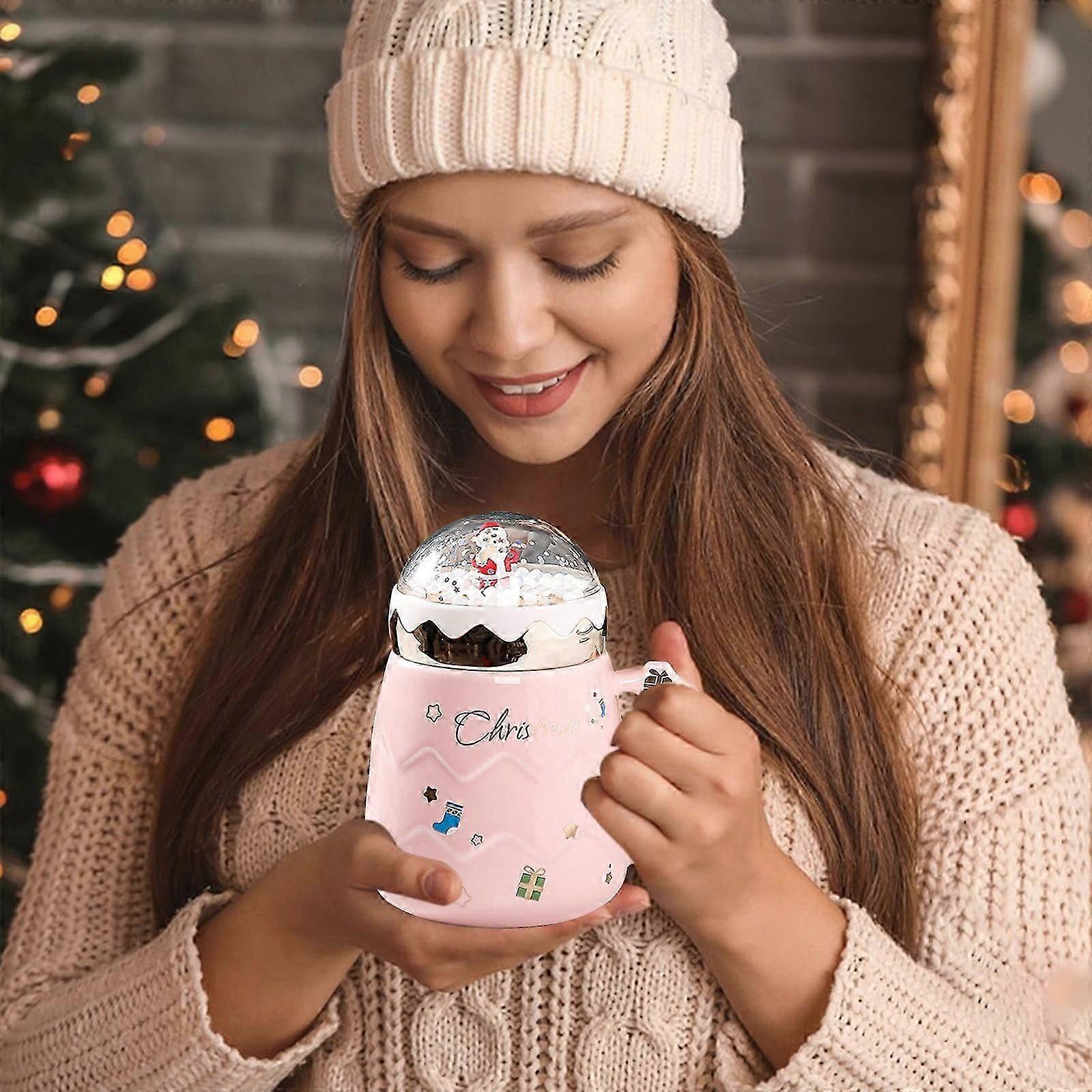 Quinlira Christmas Mug, Ceramic Tea Cup with Santa Lid, Perfect for Coffee, Hot Chocolate, Milk - Great Gift for Family, Friends, Kids