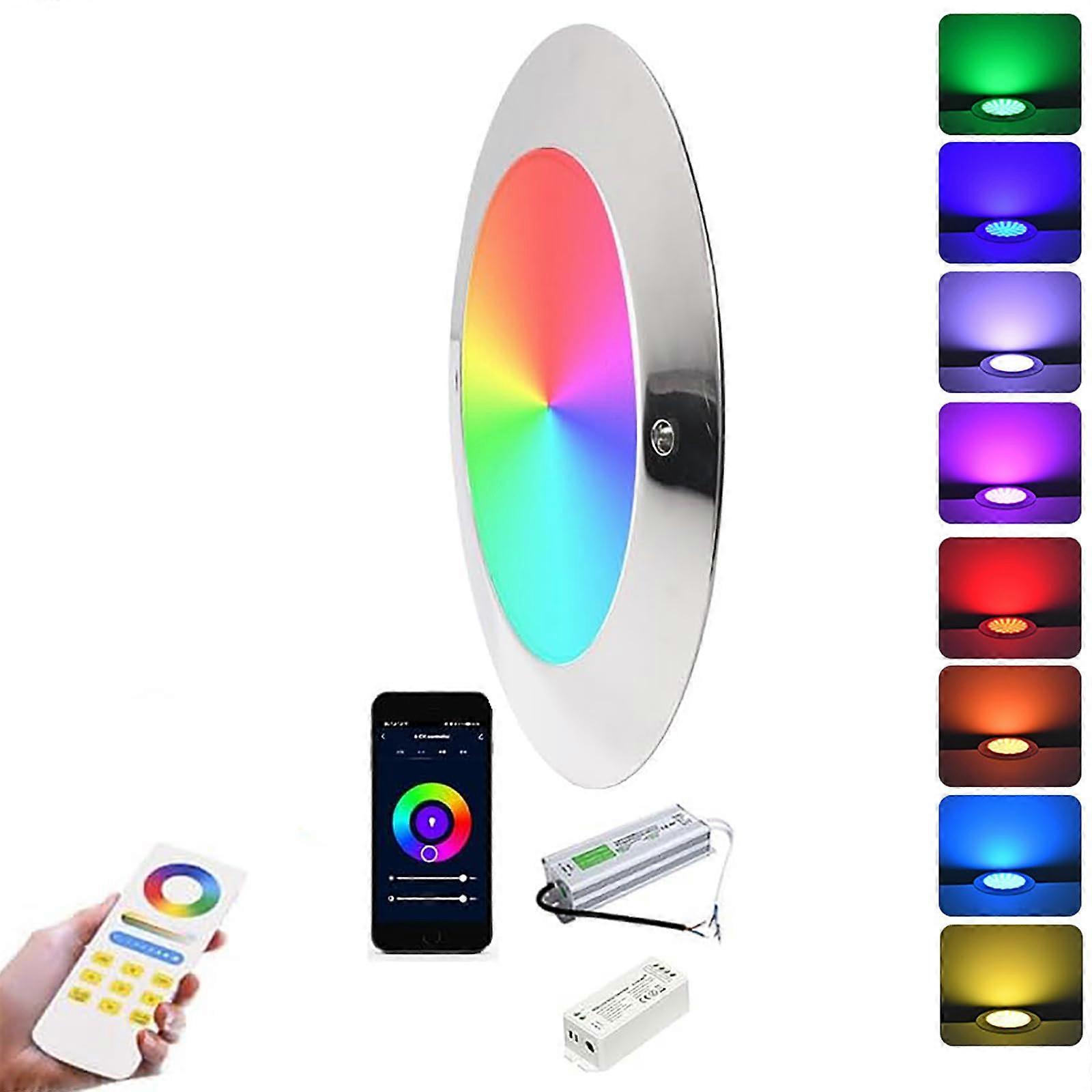 LED Inground Pool Light IP68 Waterproof Underwater 12W Lamp With Transformer And Remote Control For Pools And Aquariums