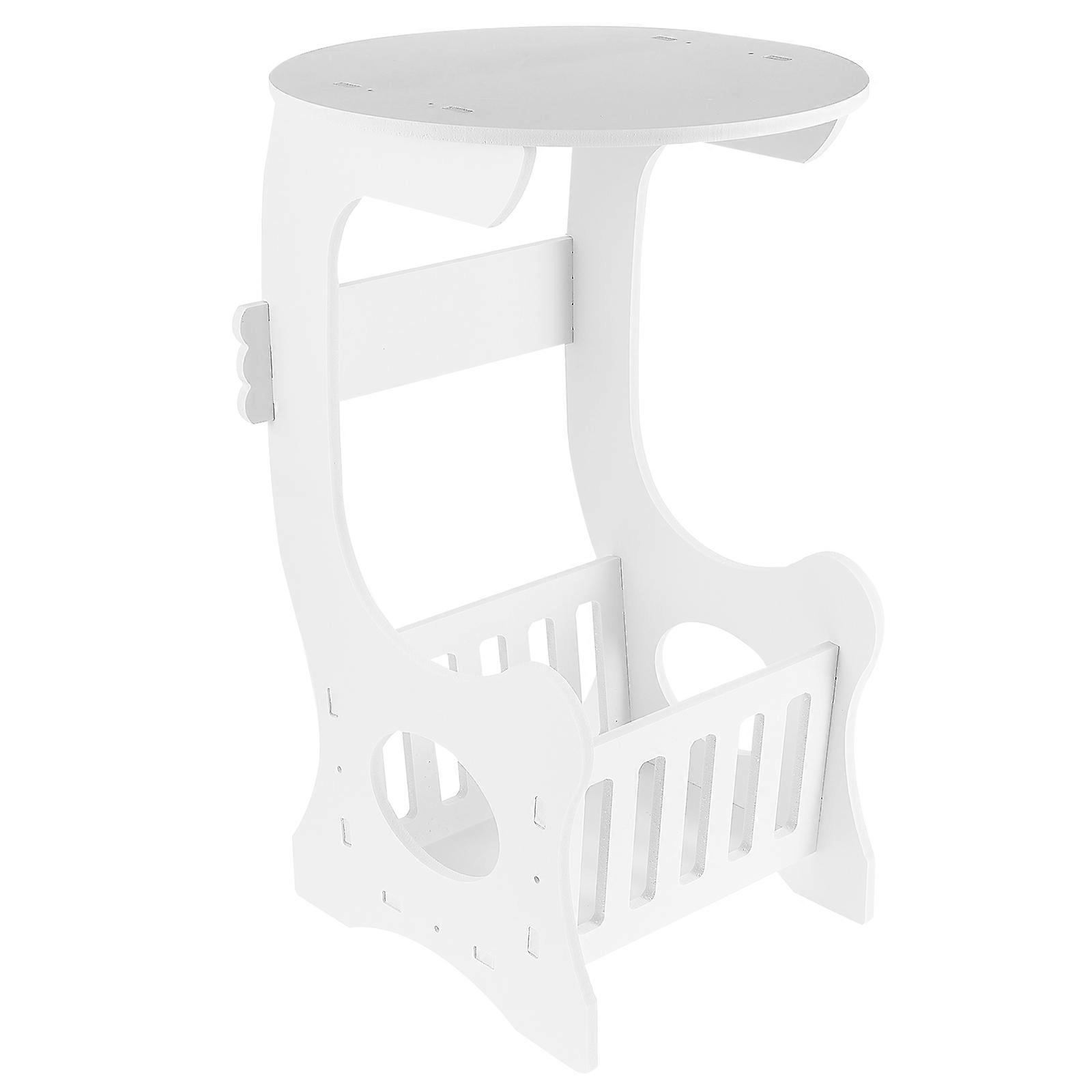 Modern Tea Desk White Round Storage Stand for Home Use 1Pcs