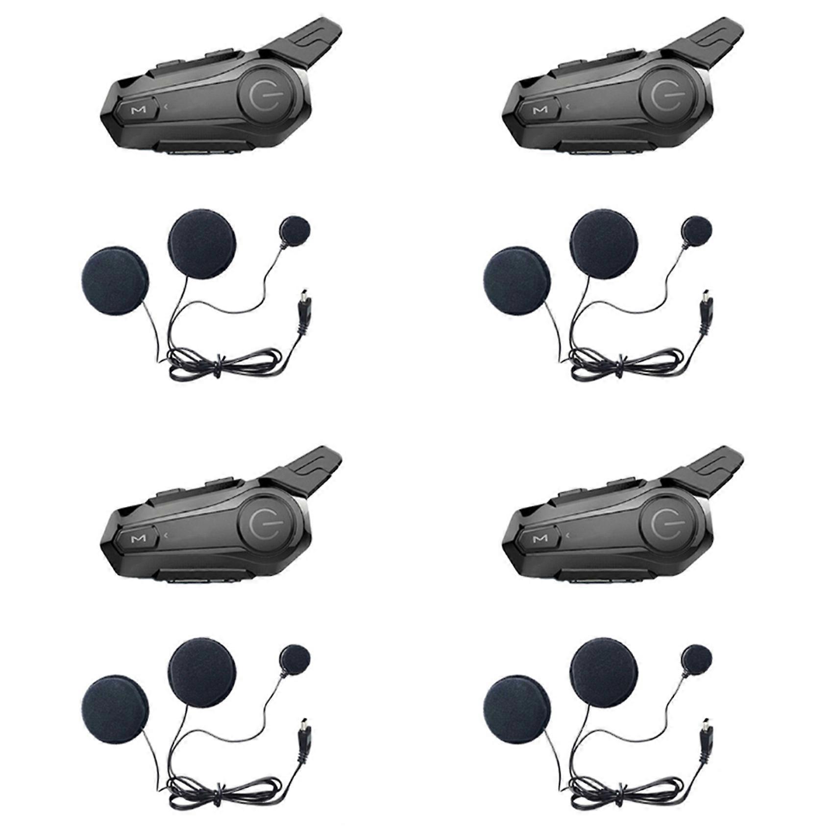 4X Motorcycle Bluetooth Helmet Intercom Universal Pairing Interphone Headset with CNC Noise Reduction Function A