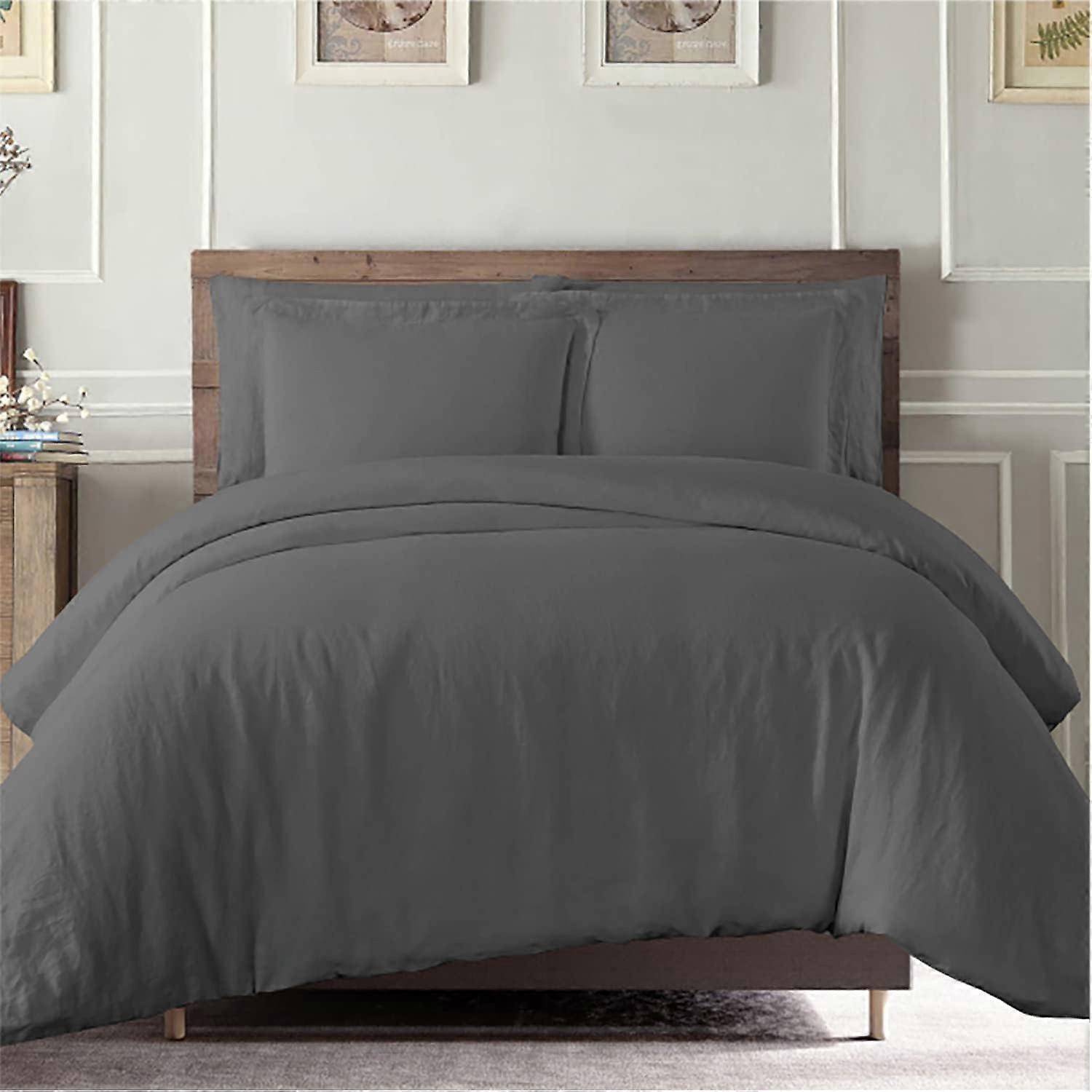 Egyptian Cotton Queen Size Duvet Cover Set 600 Thread Count Ultra Soft Breathable Bedding with Zipper Closure Elephant Grey