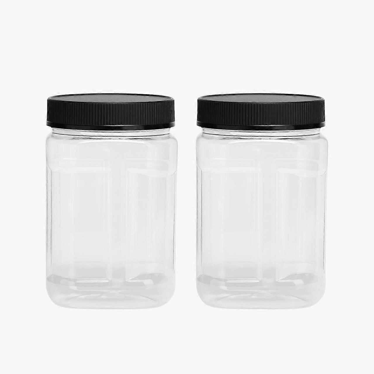2 Pack 24 oz Plastic Storage Jars with Airtight Lids, BPA Clear Food Containers for Kitchen