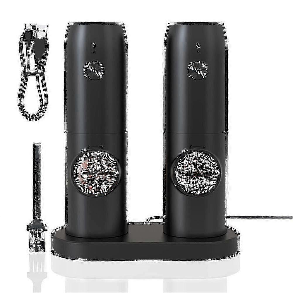 Automatic Salt and Pepper Mill Set with USB Charging, Adjustable Grind