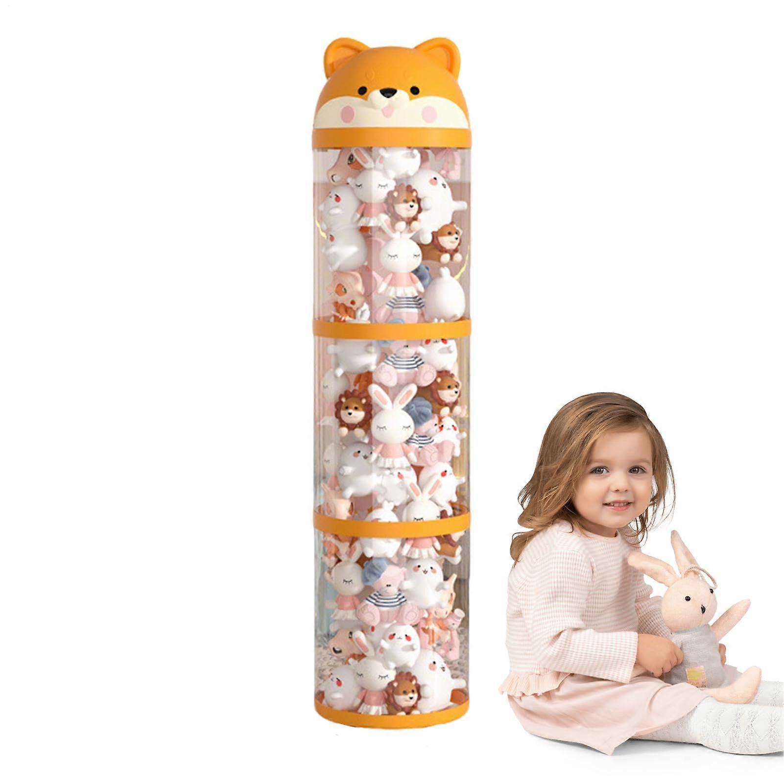Stuffed Animal Storage with Large Capacity, Clear Plush Toy Organizer Tube, 3Layer Vertical Design