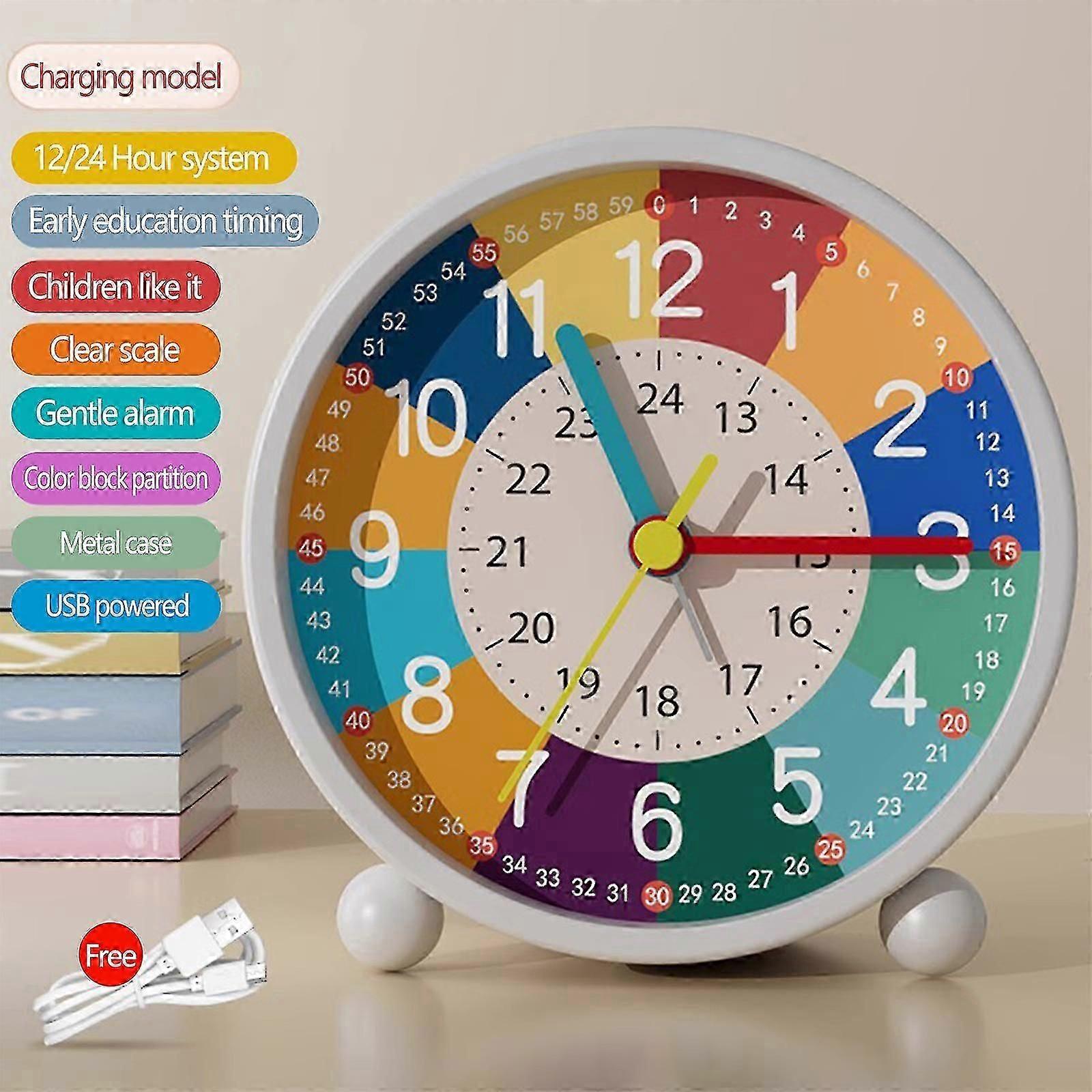 Alarm Clocks for Bedrooms Kids Alarm Clock, Analog Alarm Clock, No Tick, Learning Alarm Clock, Kids Quartz Alarm Clock