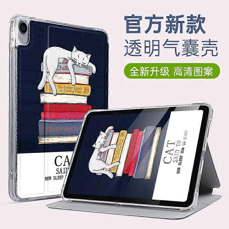 Capa elegante para iPad 2025 de 11 polegadas com airbag traseiro: Estampa de gato sonolento.