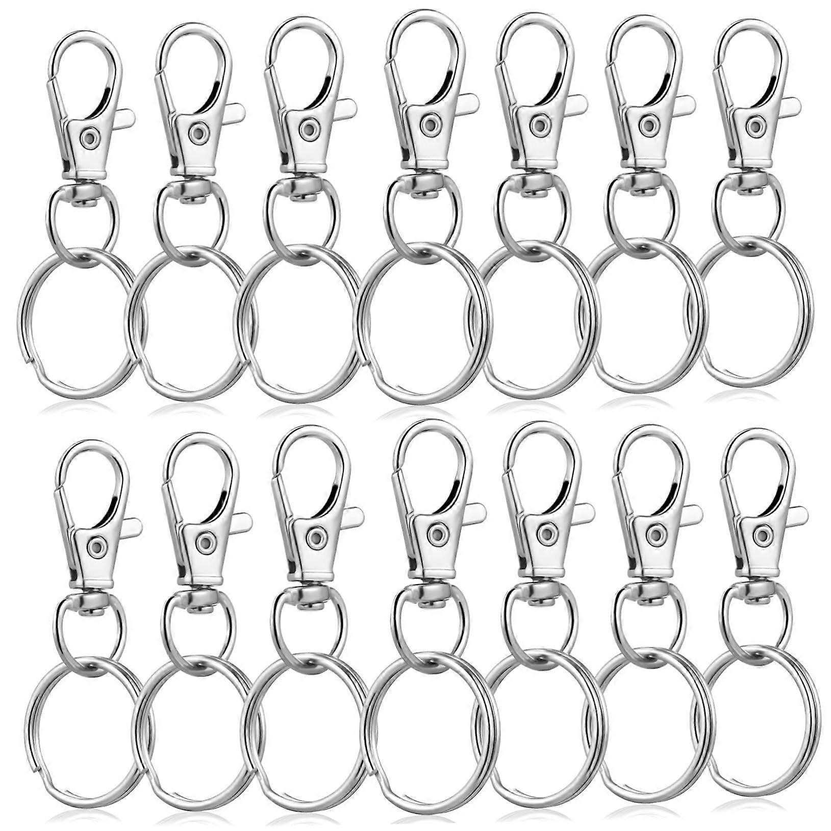 60 Sets Metal Swivel Snap Hooks Keychain Clips with Rings, RustResistant 360° Swivel