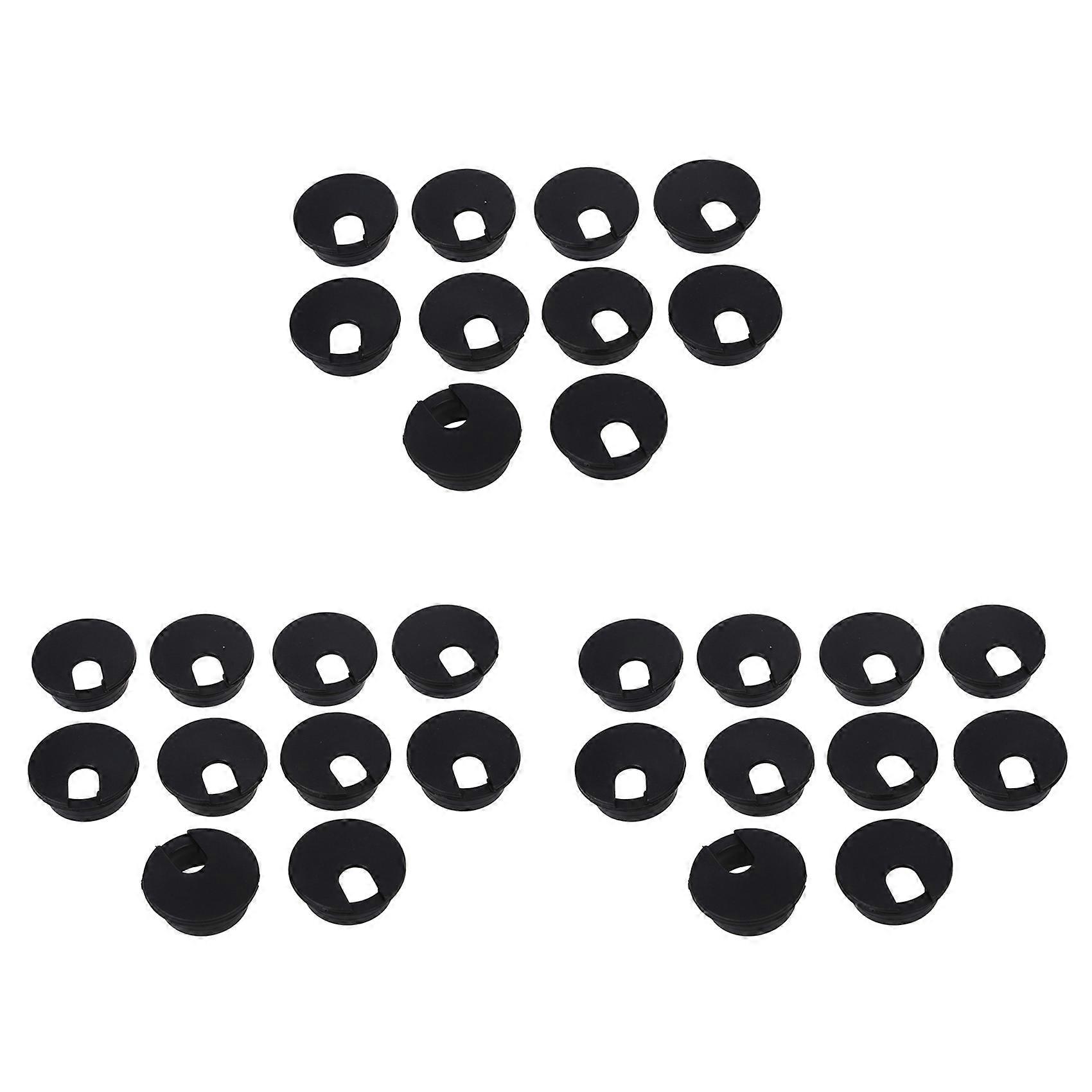 30 Pcs 35mm Black Cable Grommet Cable Outlet Desk Table Wire