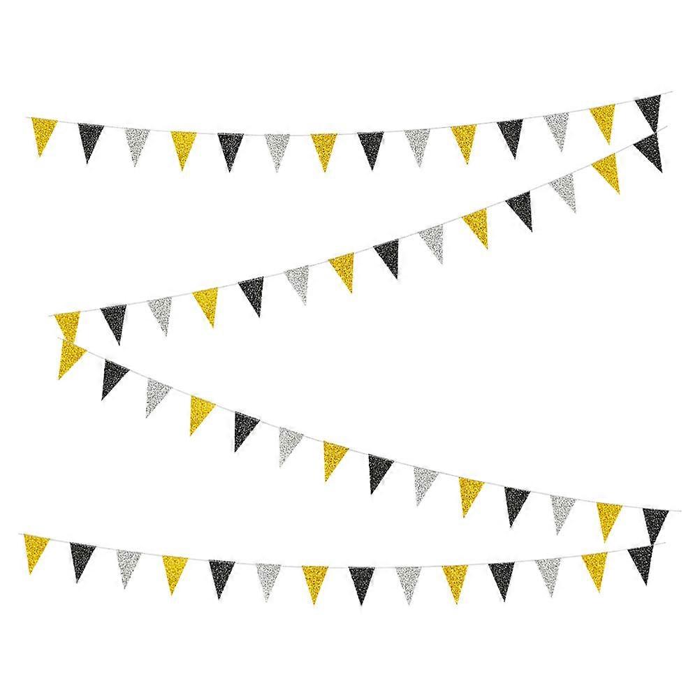 Graduation Triangle Flag Bunting Banner for Decor 5Sets Paper Glitter