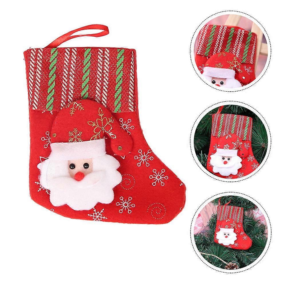 Christmas Stocking Decor with Flannel Fabric for Gift 2Pcs Red