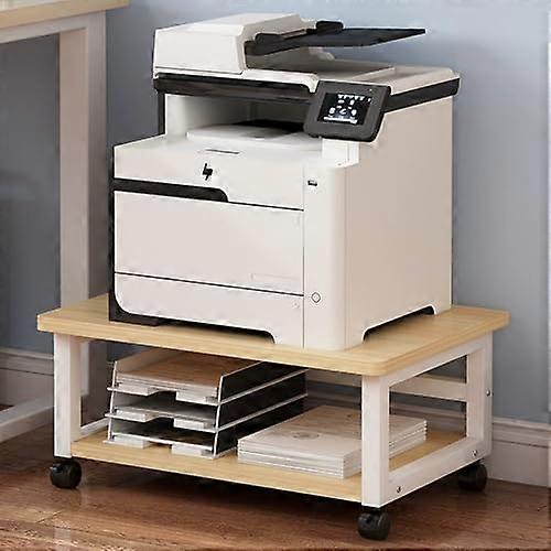 2 Tier Rolling Printer Stand with Storage and Lockable Wheels for Under Desk Home Office