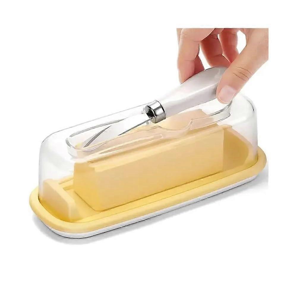 Butter Dish with Lid and Knife, Ceramic Cheese Storage Container for Kitchen and Table Serving
