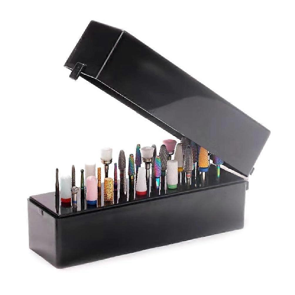 Nail Drill Bit Organizer Case with Lid, 48 Hole Storage Box for Manicure Tools and Quick Access