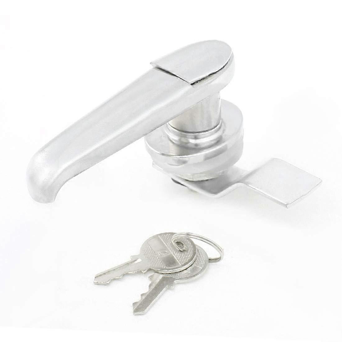 L Handle Lock with Keys, Metal Secure Cabinet Lock for Thin Panel Doors, Octagonal Nut Design