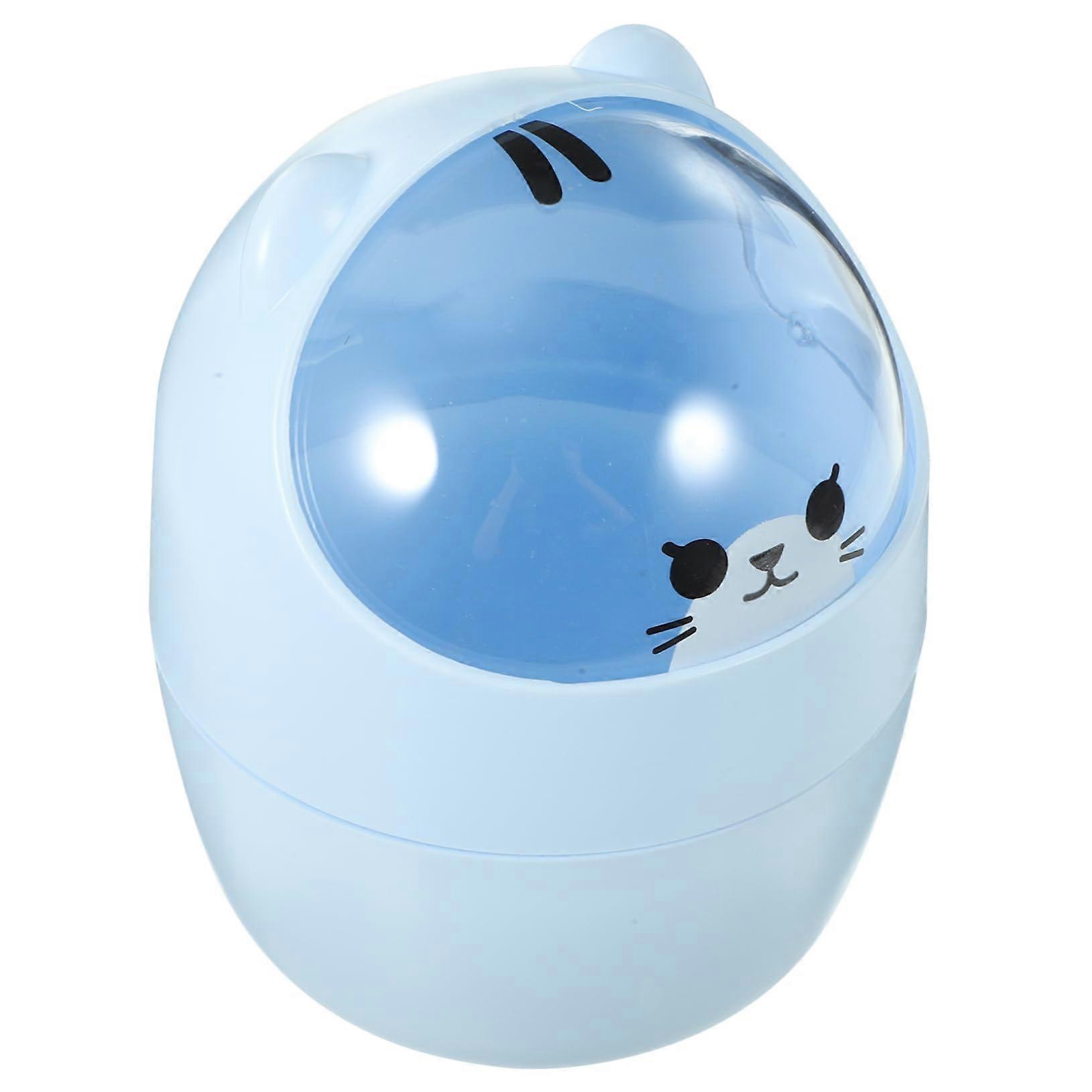Desktop Trash Can with Cartoon Lid, Space Saving Mini Trash Bin for Office, Kitchen, Bedroom