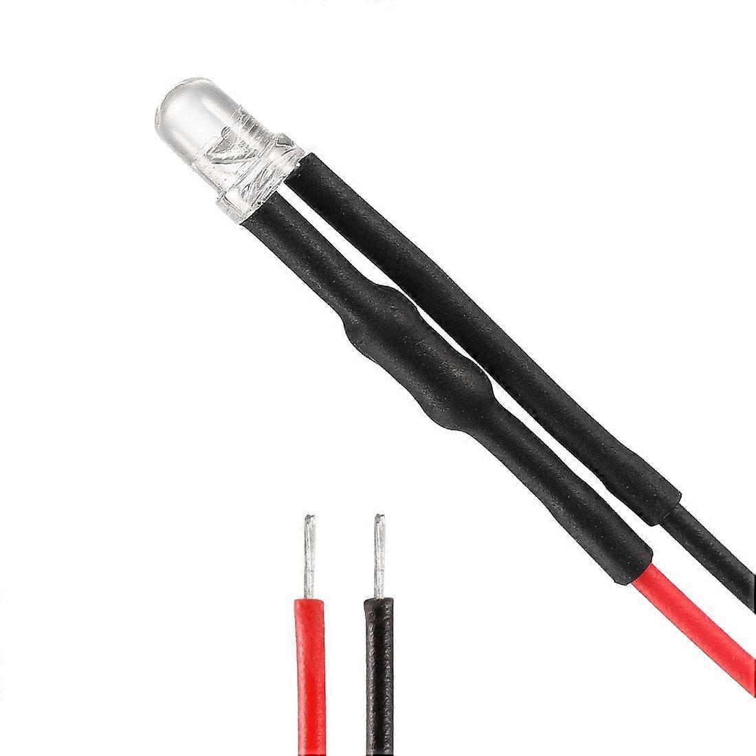 20Pcs 3mm Pre Wired Green LED Lights DC24V Clear Lens with Resistor for DIY Projects