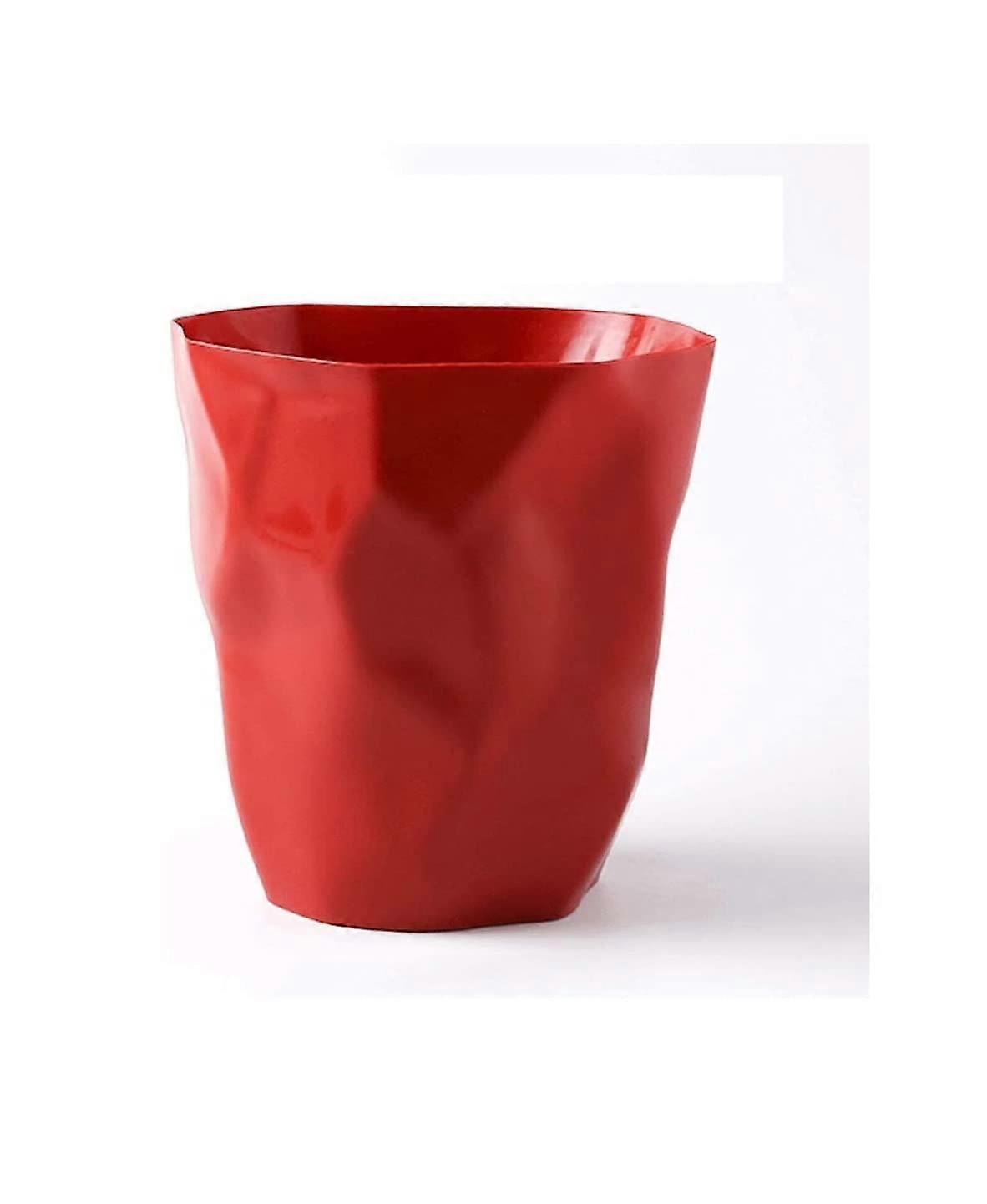 Small Red Kitchen Trash Can with Compact Barrel Design, Open  Plastic Waste Basket, SpaceSaving