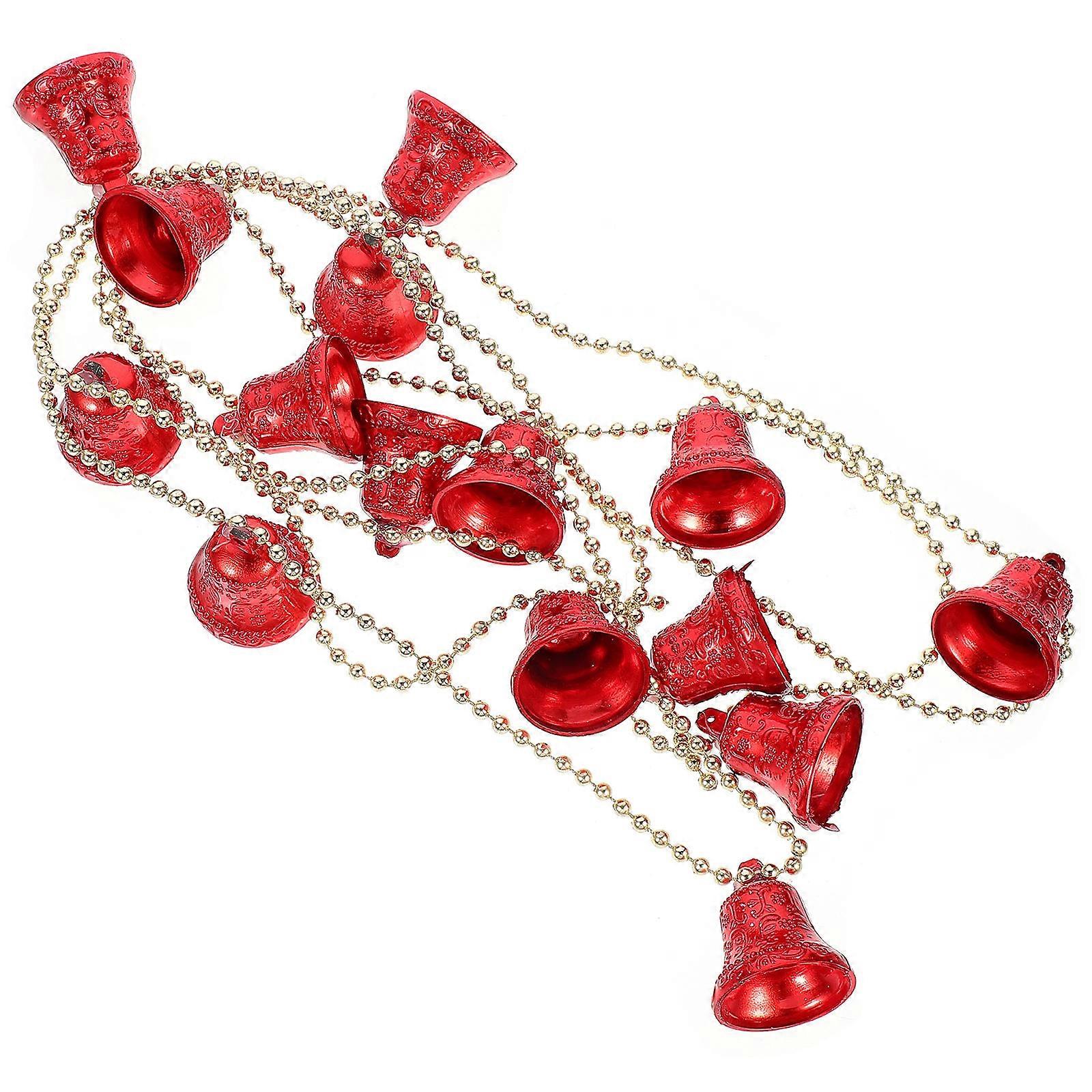 Christmas Bell String Bell Hanging String for Decoration 3Pcs Red Plastic