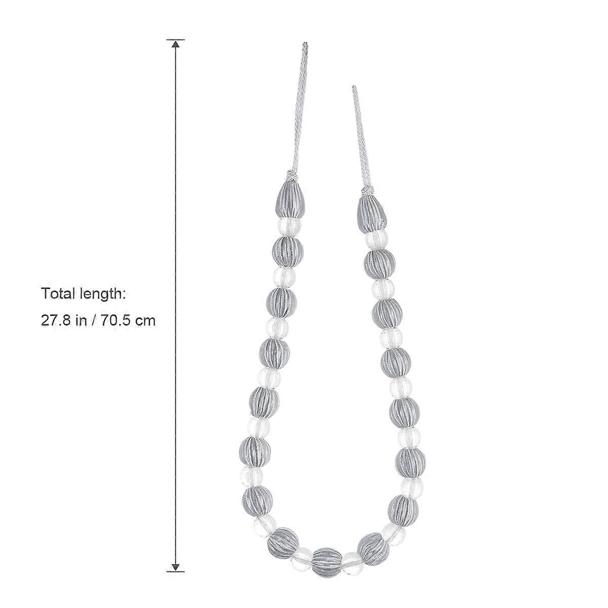 Silver Curtain Buckle Acrylic Bead Tiebacks for Window Use 2Pcs Set