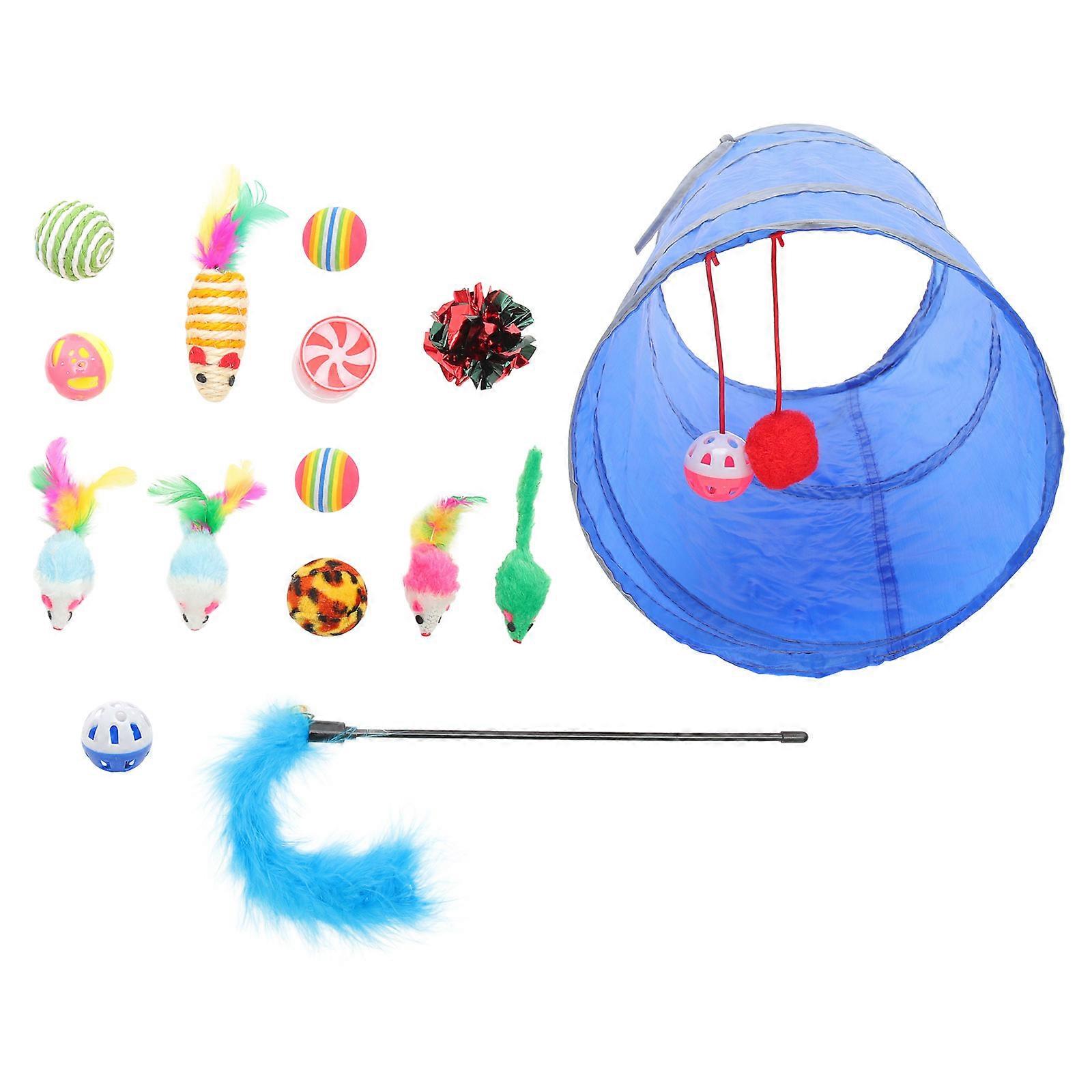 Cat Toy Set for Pet Exercise 2Sets Sky-Blue Interactive Cat Teasers
