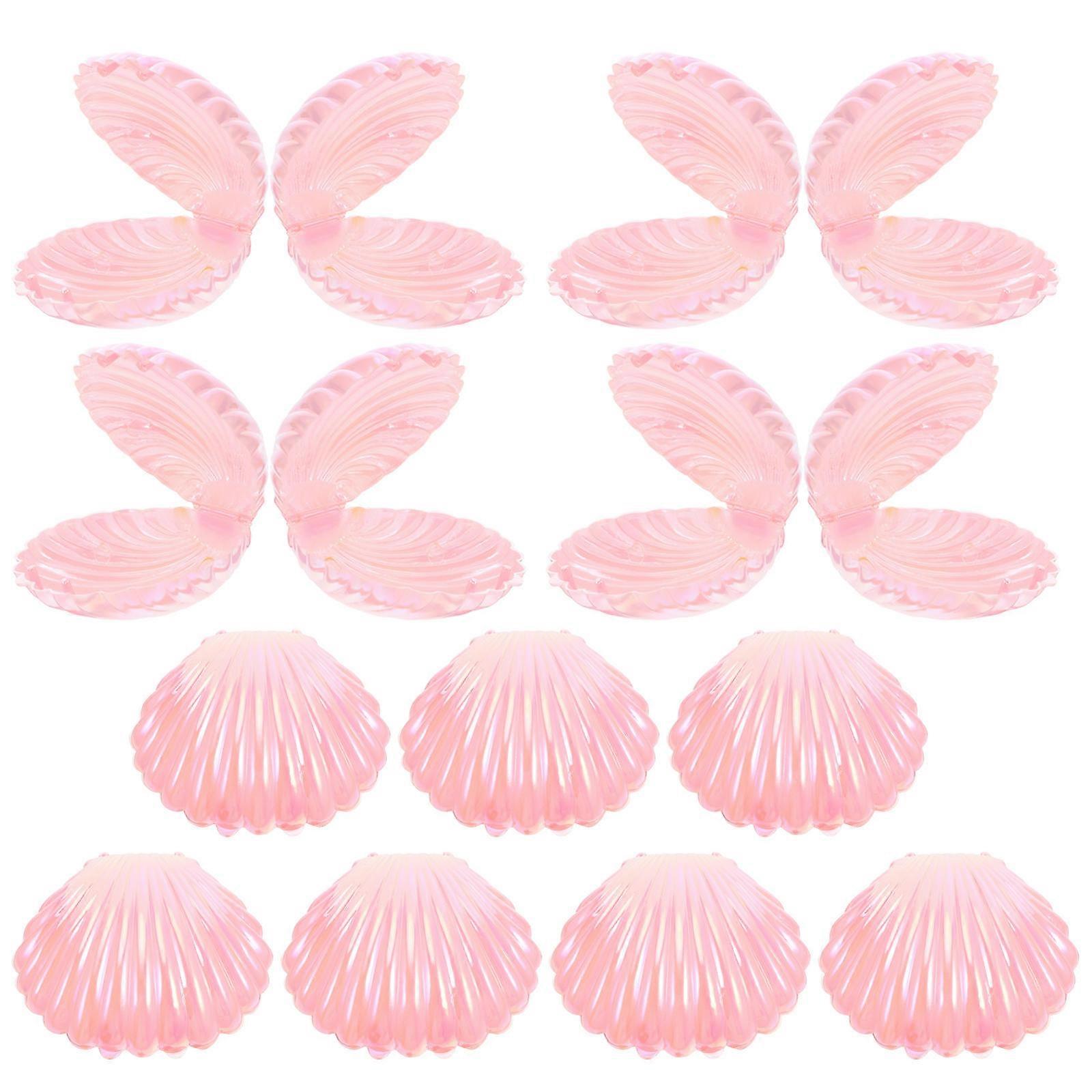 Pink Shell Candy Boxes Plastic for Wedding 15Pcs Treat Storage Cases
