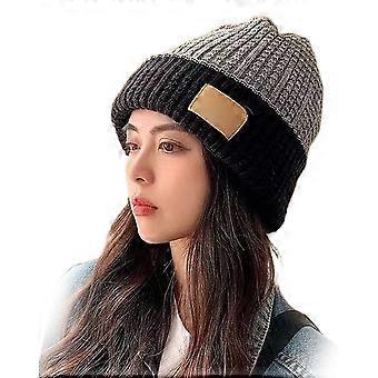 1 Pcs Double-Sided Warm Knitted Hat Acrylic Beanie for Men Women 54-59cm Head Circumference Stretchy Cuffed Design mat