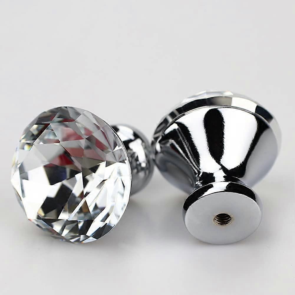 Diamond Shape Crystal Cabinet Knobs 25mm Glass Drawer Pulls for Cupboard Wardrobe Doors