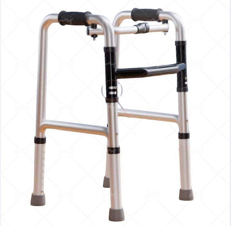 Adjustable Folding Walker with OneButton Fold, Dual Curve Frame, Height Adjustable, Silver and Black