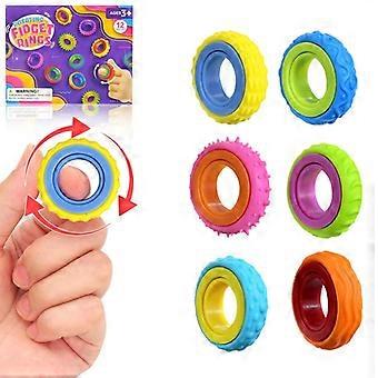 Fidget Toys Spinner Ring voor Kinderen: 12 stuks getextureerde vingerspinners - Bulk Fidgets voor in de klas - Rustig sensorisch speelgoed voor stressverlichting bij autisme