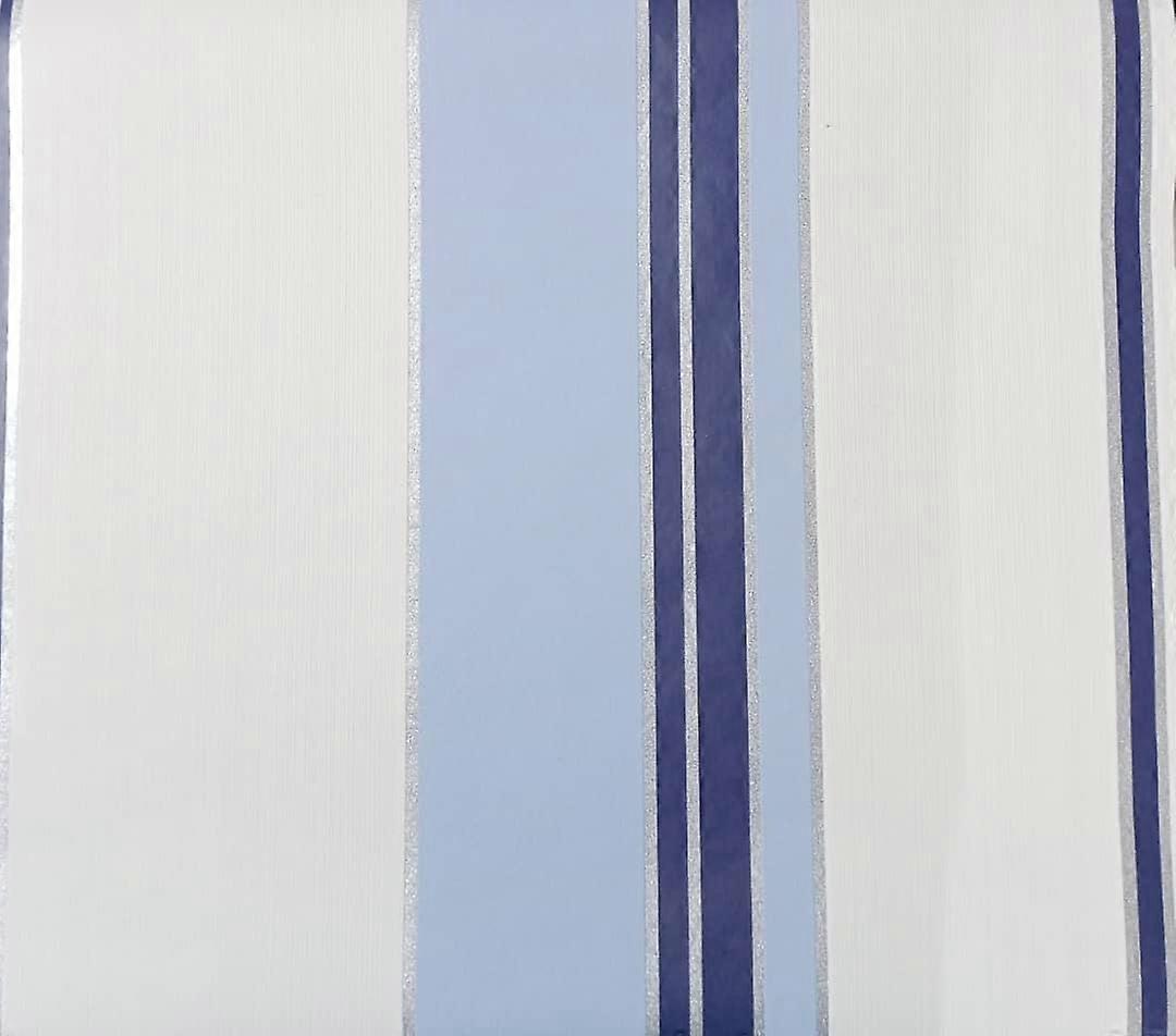 Blue White Textured Stripe Wallpaper
