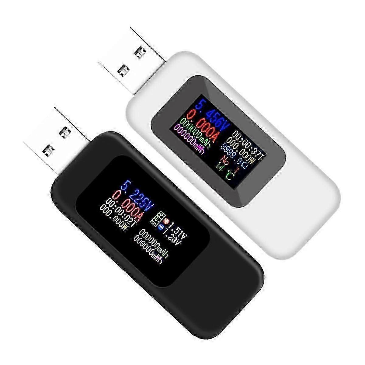2 stuks USB-tester, USB-spanningstester, USB-ladertester, USB-stroommetertester