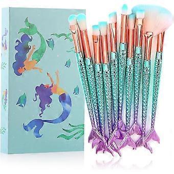 Make-up-Pinsel, 10-teiliges Set im Meerjungfrauen-Stil, Augenpinsel, geeignet für Concealer