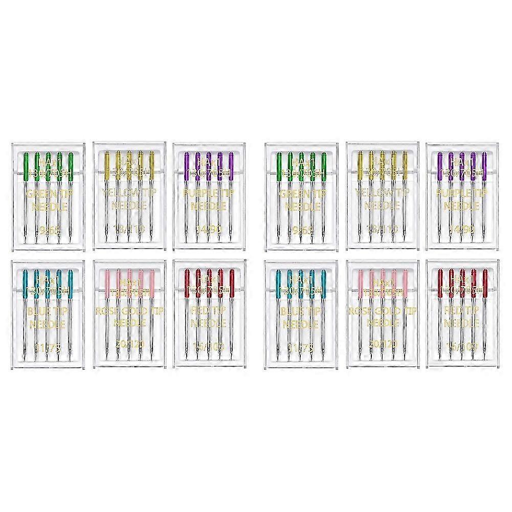 6 Sizes Universal Sewing Machine Needles Regular Point Flat Shank Needle compatible with Singer , 60PCS