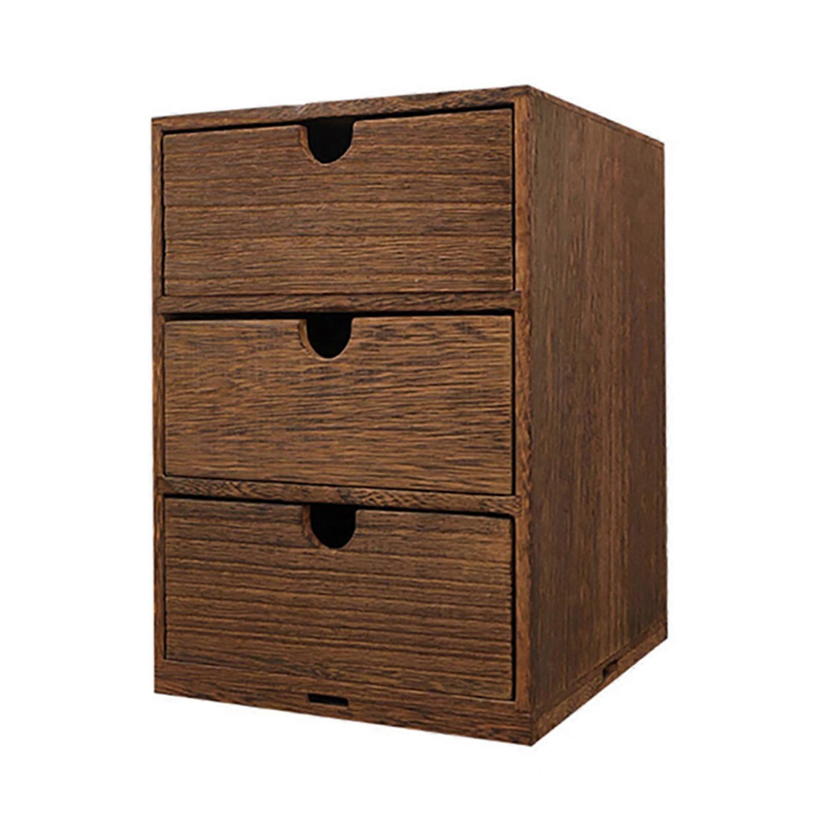 Wooden Multi-layer Storage Case Desktop Drawer Style Sundry Sorting Box (Brown)