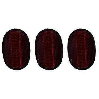 3 Pcs Bicycle Rear Tail Fender Reflector Mudguard Oval Warnning Red Black