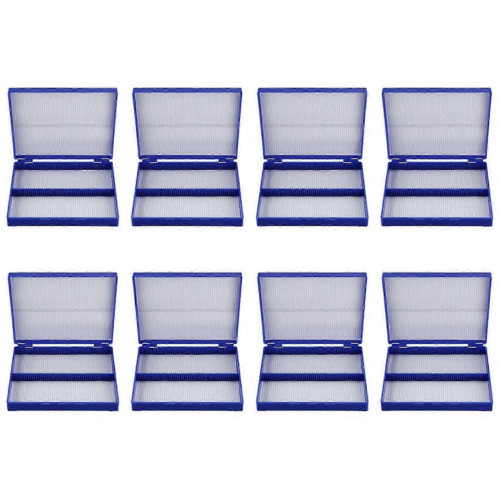 8X Royal Blue Plastic Rectangle Hold 100 Microslide Slide Microscope Box