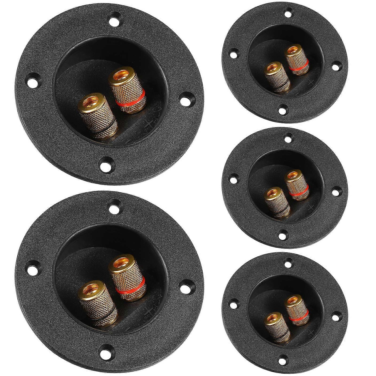 Speaker Terminal Binding Post 2-Way Connector Set for Speakers 5Pcs Black
