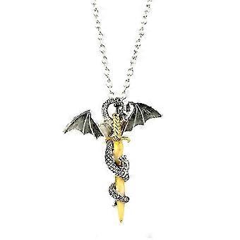 Men's Golden Luminous Sword Shape Necklace, Alloy Jewelry, 3.8x4.7x1.2cm, Daily Wear