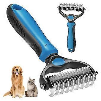 2-in-1 Doppelseitiger Entfilzungskamm für Hunde, Fellpflegebürste und Entfilzungswerkzeug für Katzen und Hunde – entfernt Verfilzungen und loses Fell