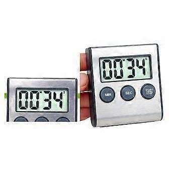Stainless Steel Digital Kitchen Timer Professional Minute Second Count Up and Countdown Timers for Cooking Sports Games(Without Battery)